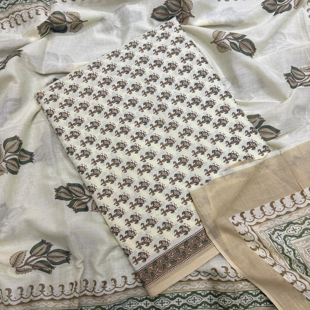 Pure Cotton Printed Unstitched Suit Set – Elegant Everyday Ethnic Wear S10001-2
