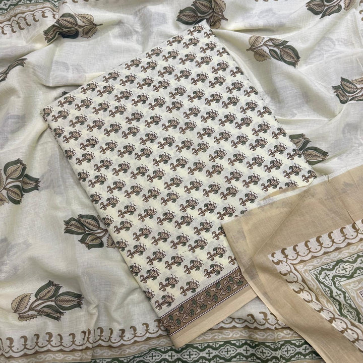 Pure Cotton Printed Unstitched Suit Set – Elegant Everyday Ethnic Wear S10001-2