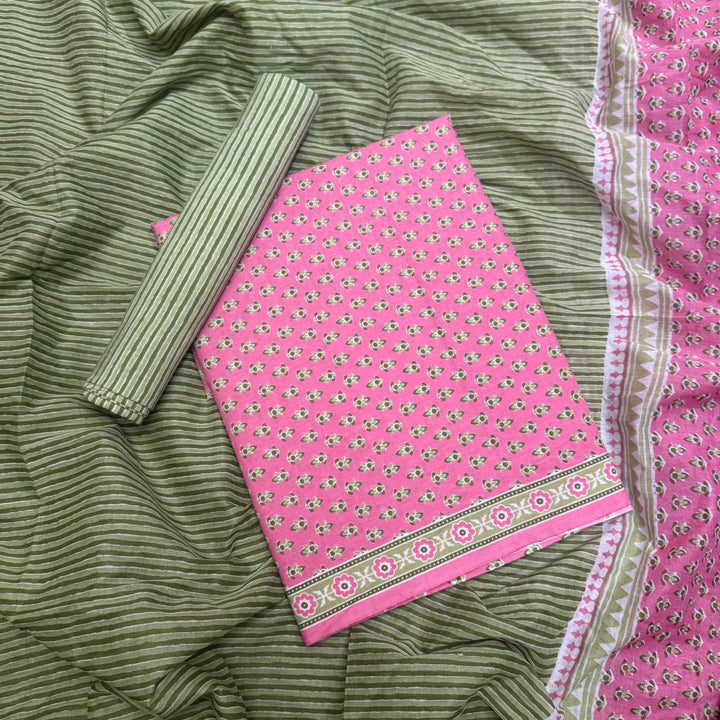 Pure Cotton Printed Unstitched Suit Set – Elegant Everyday Ethnic Wear S10001-1