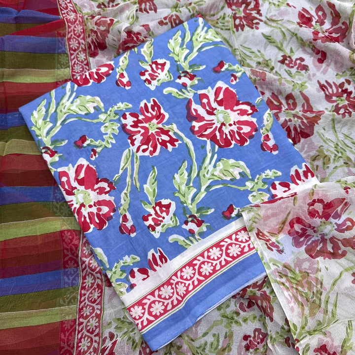 Pure Cotton Floral Printed Unstitched Suit Set – Elegant Everyday Ethnic Wear SW1001-A