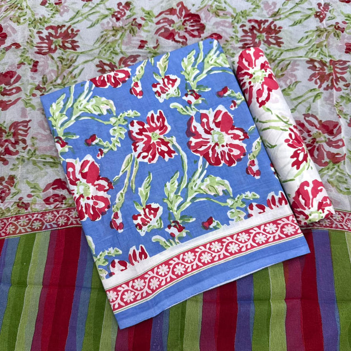 Pure Cotton Floral Printed Unstitched Suit Set – Elegant Everyday Ethnic Wear SW1001-A