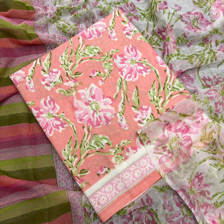 Pure Cotton Floral Printed Unstitched Suit Set – Elegant Everyday Ethnic Wear SW1001-B