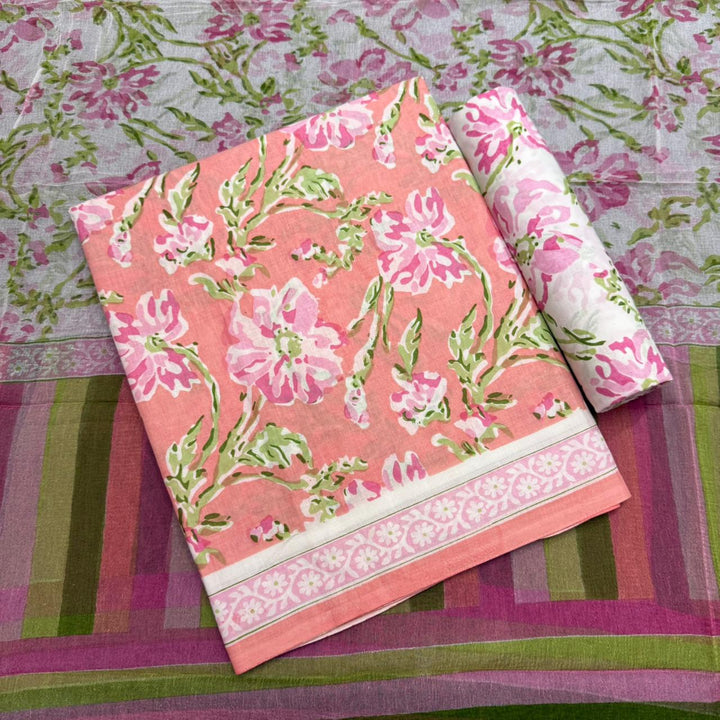 Pure Cotton Floral Printed Unstitched Suit Set – Elegant Everyday Ethnic Wear SW1001-B