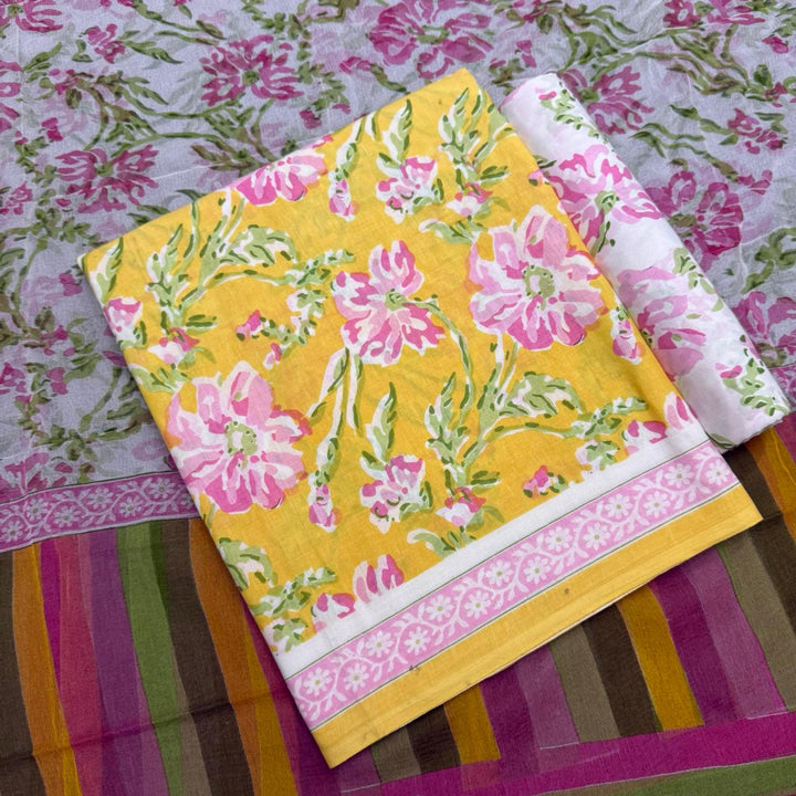 Pure Cotton Floral Printed Unstitched Suit Set – Elegant Everyday Ethnic Wear SW1001-C
