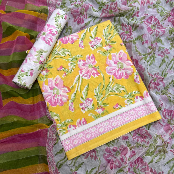 Pure Cotton Floral Printed Unstitched Suit Set – Elegant Everyday Ethnic Wear SW1001-C