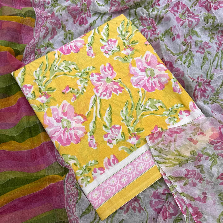Pure Cotton Floral Printed Unstitched Suit Set – Elegant Everyday Ethnic Wear SW1001-C