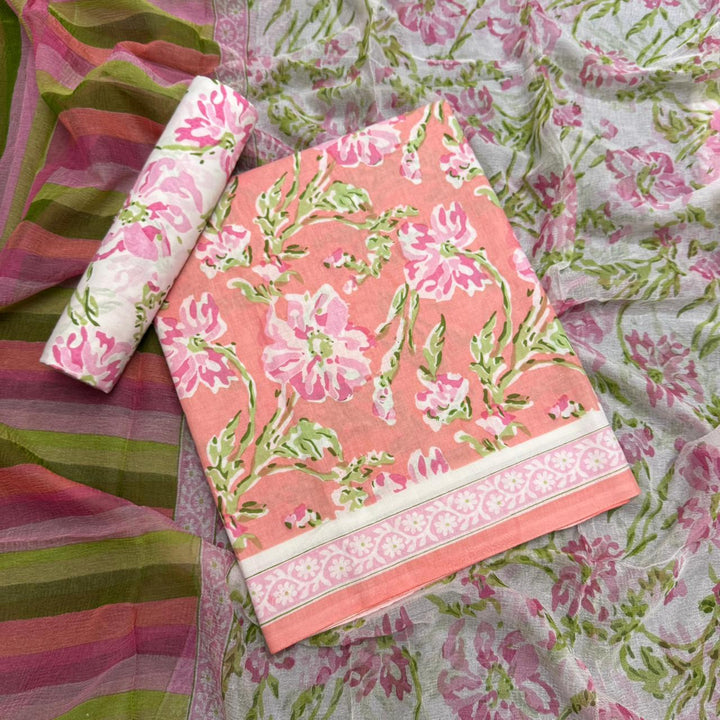 Pure Cotton Floral Printed Unstitched Suit Set – Elegant Everyday Ethnic Wear SW1001-B
