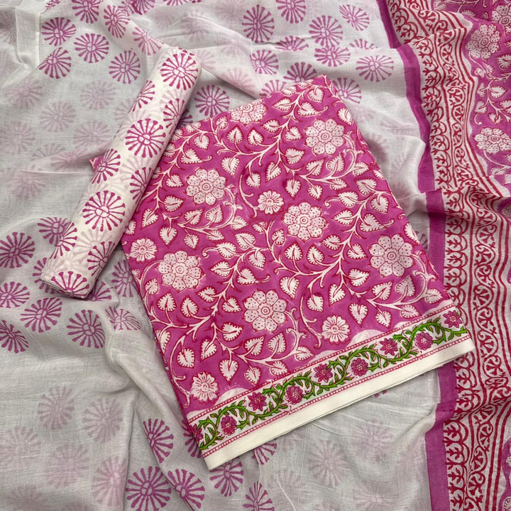 Beautiful Pure Cotton Printed Unstitched Suit Set – Elegant Everyday Ethnic Wear S10001-E