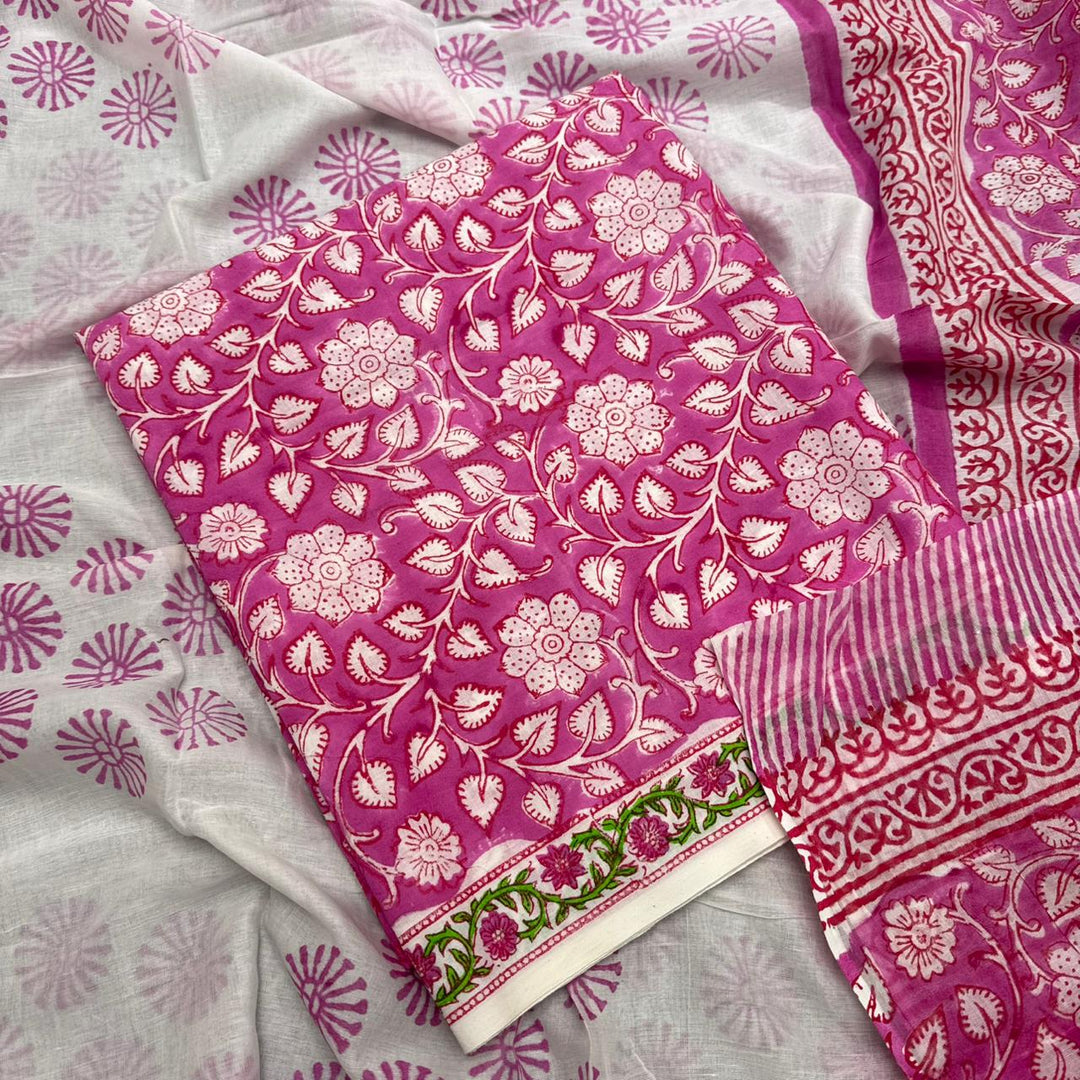 Beautiful Pure Cotton Printed Unstitched Suit Set – Elegant Everyday Ethnic Wear S10001-E