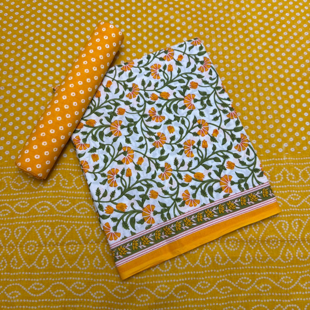 Beautiful Pure Cotton Printed Unstitched Suit Set – Elegant Everyday Ethnic Wear S10001-D