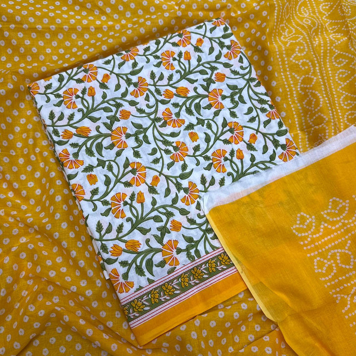 Beautiful Pure Cotton Printed Unstitched Suit Set – Elegant Everyday Ethnic Wear S10001-D