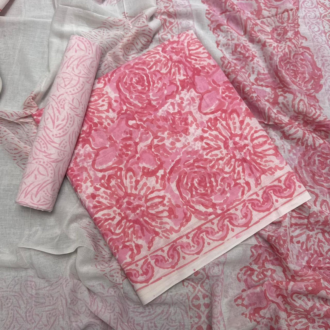 Beautiful Pure Cotton Printed Unstitched Suit Set – Elegant Everyday Ethnic Wear S10001-B