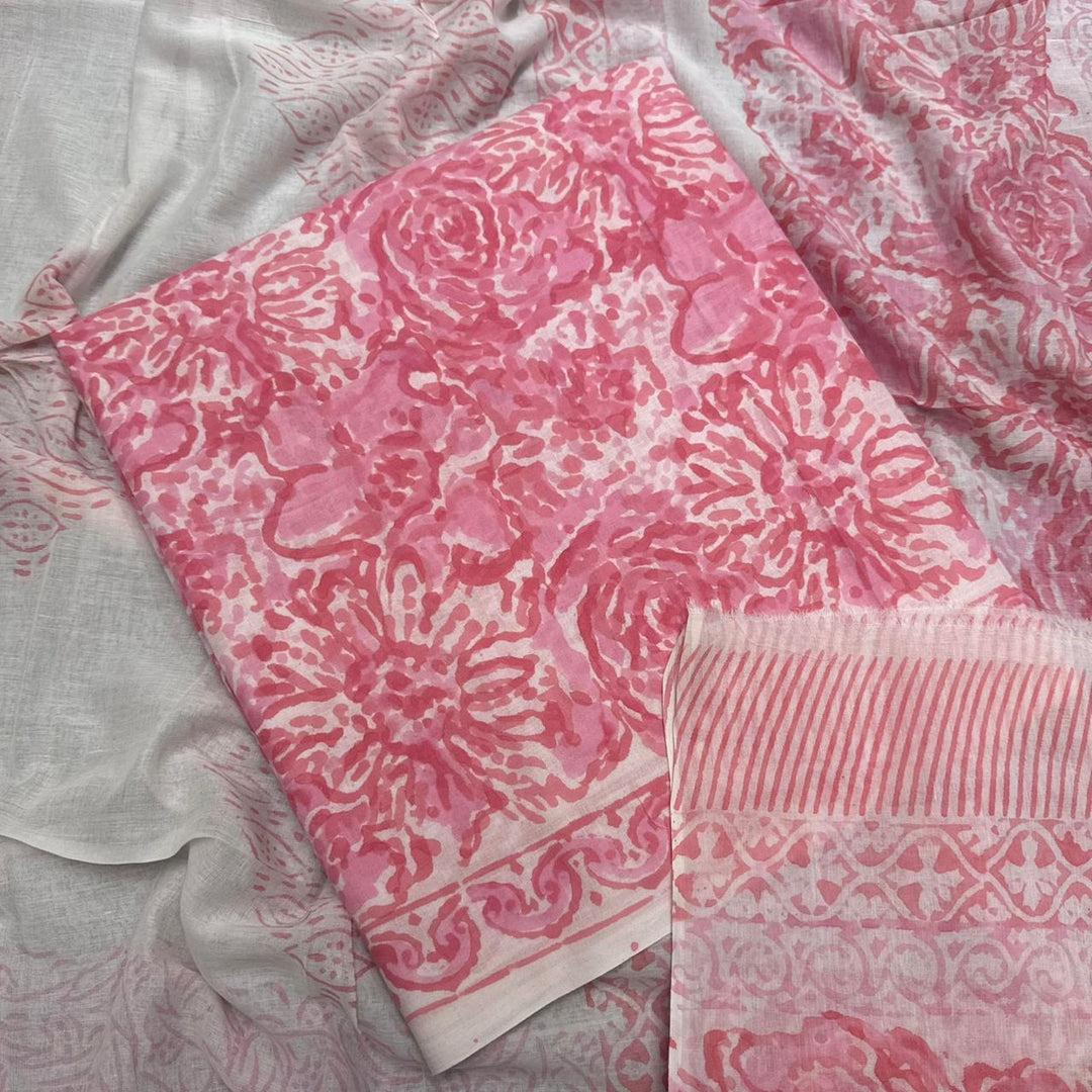Beautiful Pure Cotton Printed Unstitched Suit Set – Elegant Everyday Ethnic Wear S10001-B
