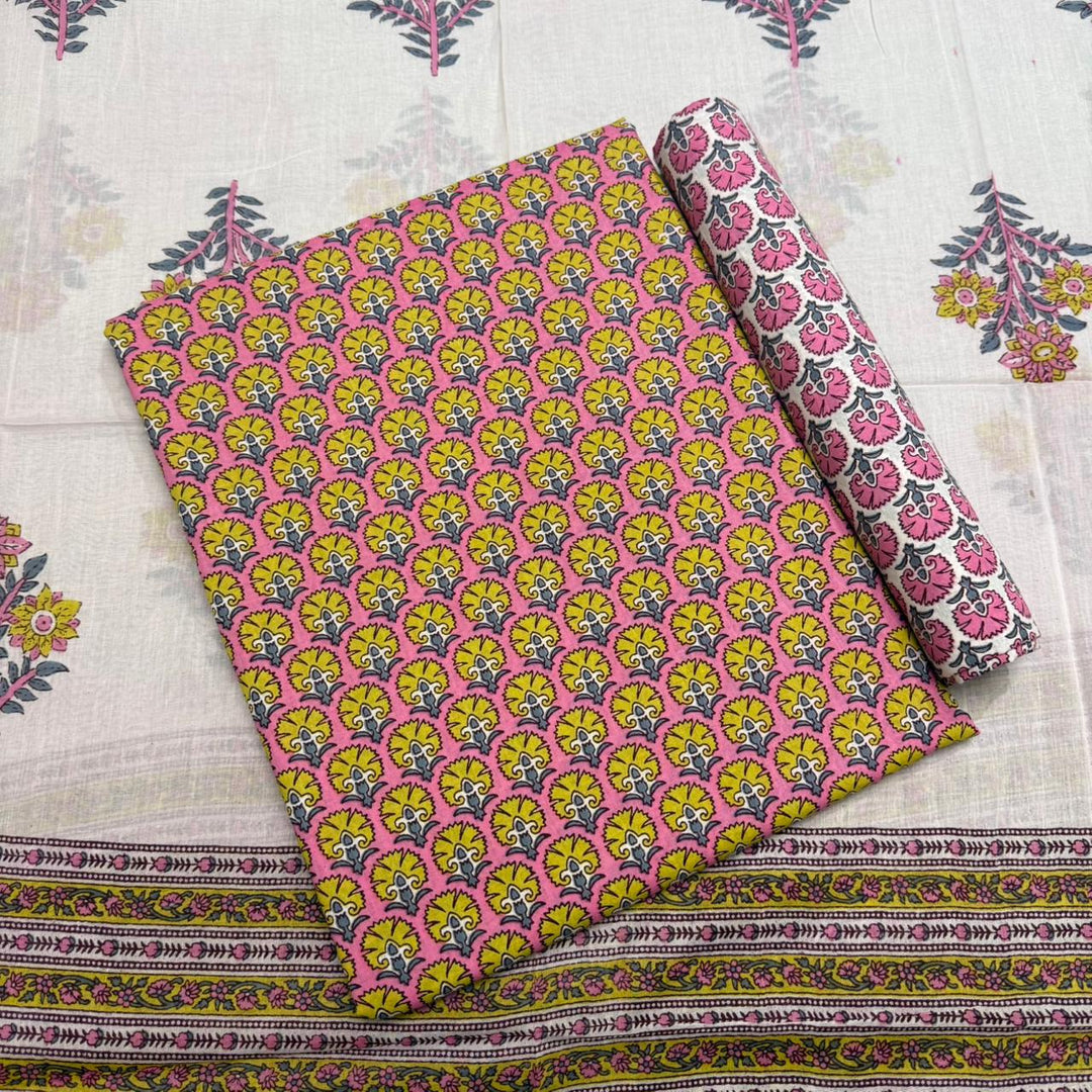 Beautiful Pure Cotton Printed Unstitched Suit Set – Elegant Everyday Ethnic Wear S10001-A