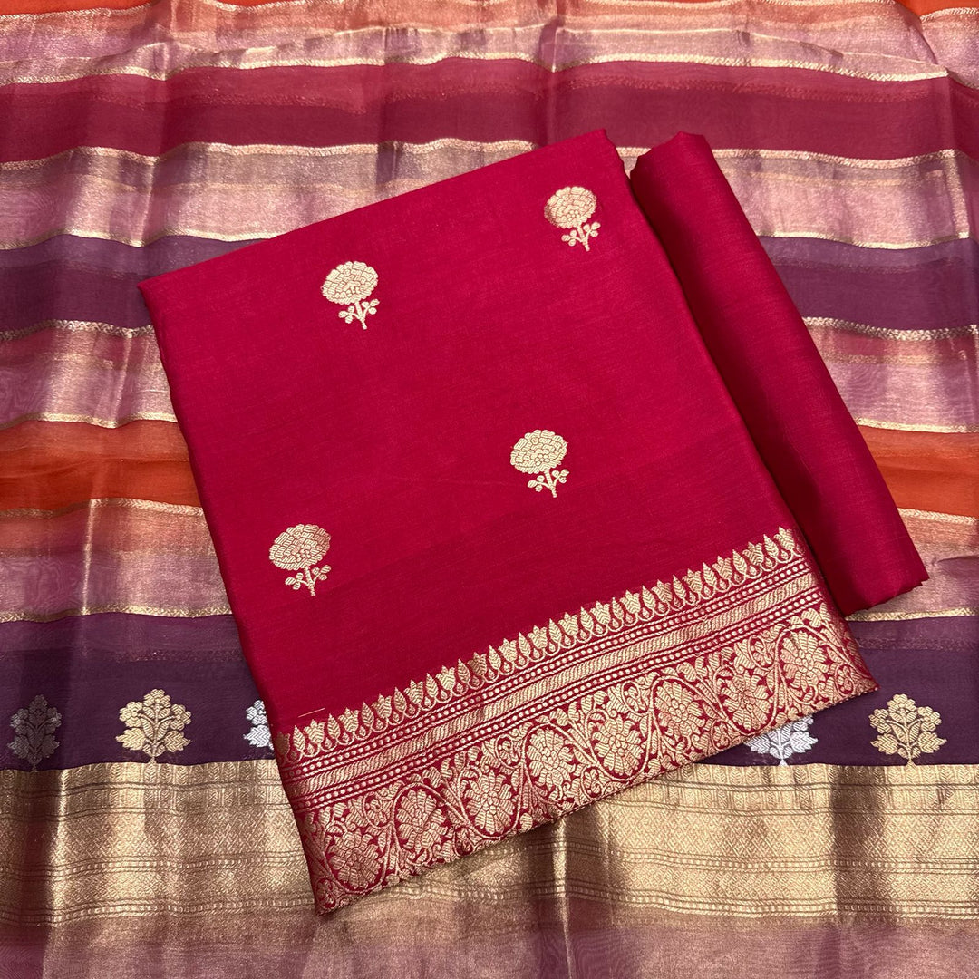 Pure Organza Silk Zari Weaving Unstiched Suit Set – Premium Ethnic Collection GE0000