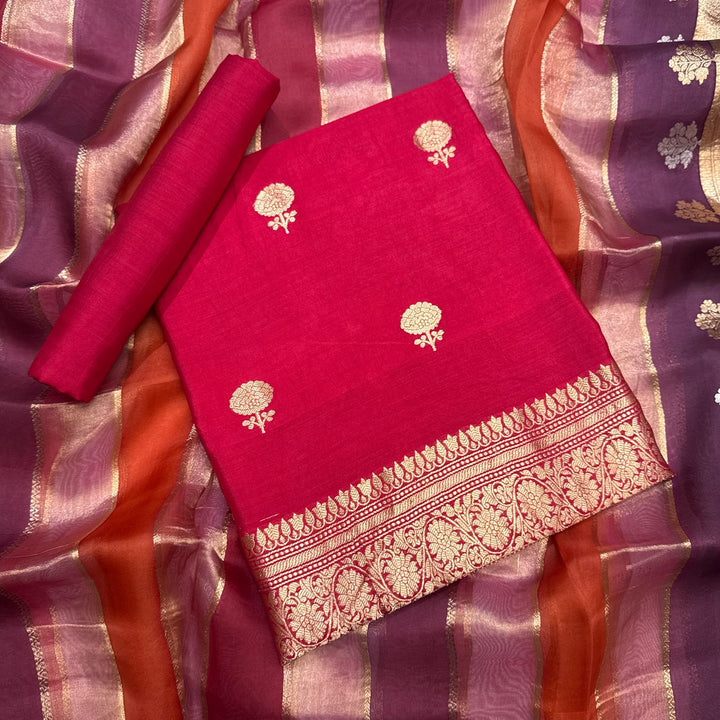 Pure Organza Silk Zari Weaving Unstiched Suit Set – Premium Ethnic Collection GE0000