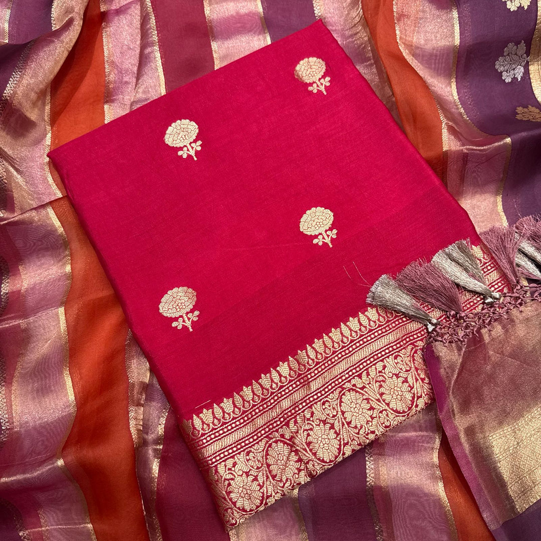 Pure Organza Silk Zari Weaving Unstiched Suit Set – Premium Ethnic Collection GE0000