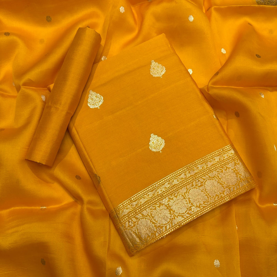 Premium Pure Banarasi Silk Unstitched Suit Set - GE4204-1