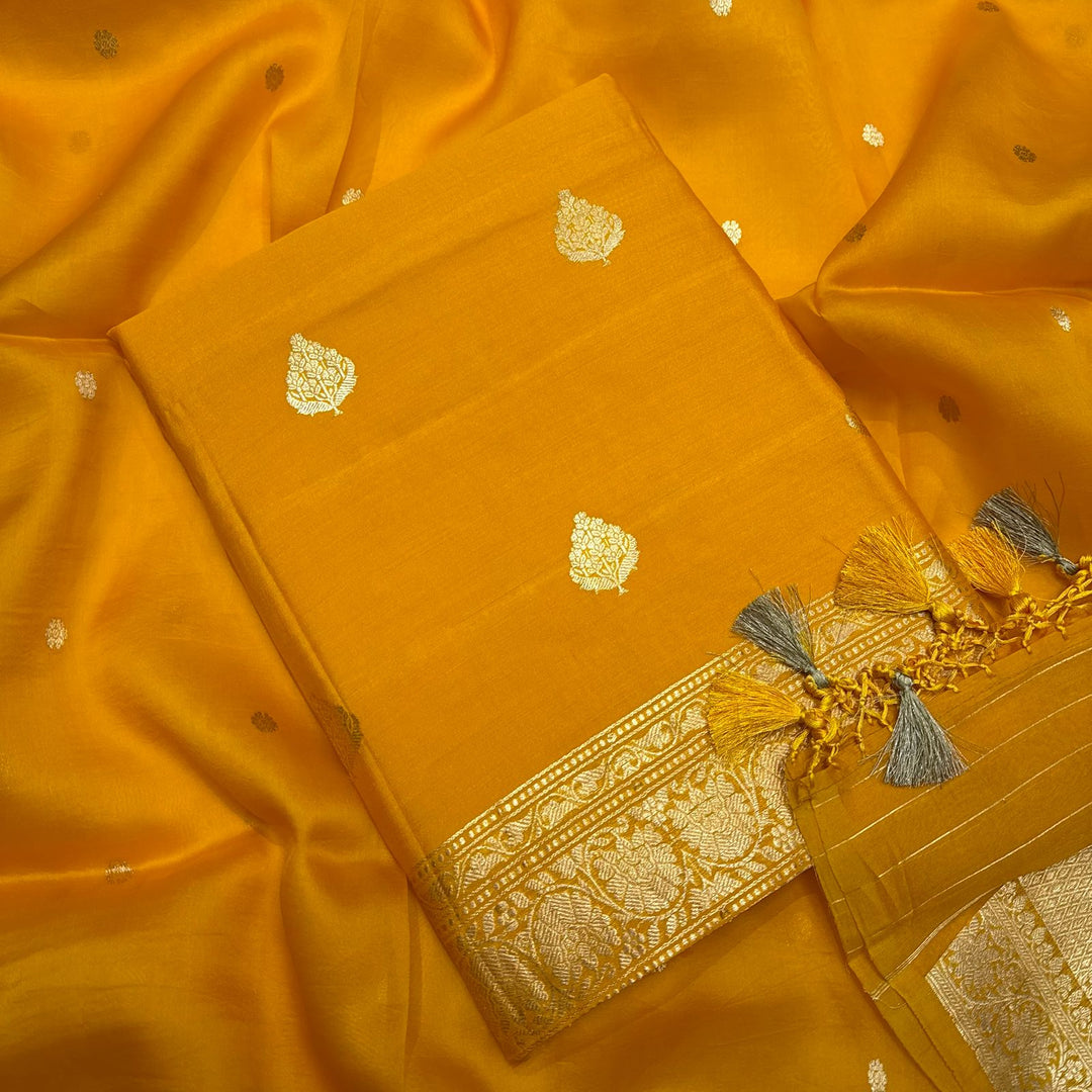 Premium Pure Banarasi Silk Unstitched Suit Set - GE4204-1