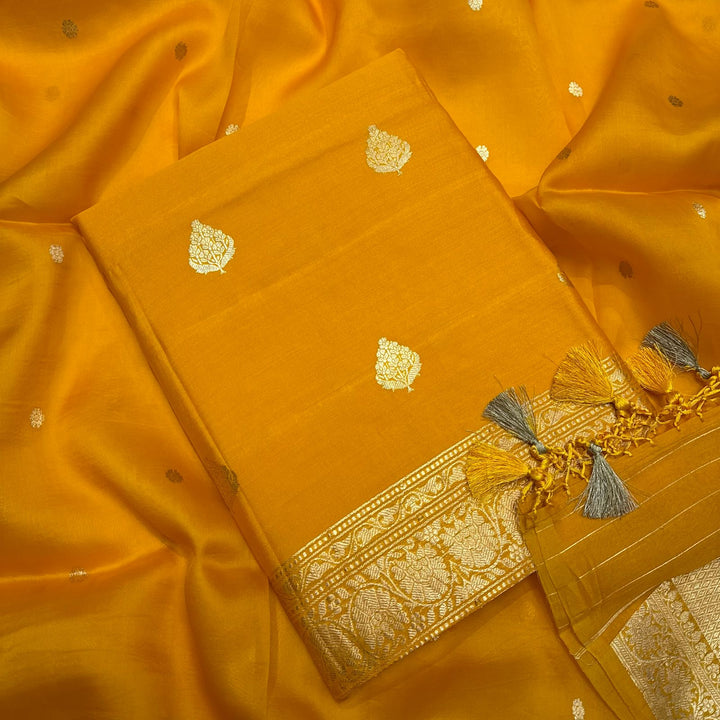 Premium Pure Banarasi Silk Unstitched Suit Set - GE4204-1