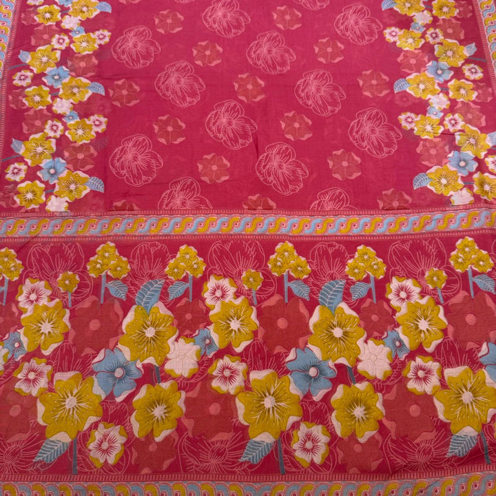 Elegent Modal Cotton Embroidered Unstitched Suit Set With Beautiful Floral Dupatta - PSC464-03
