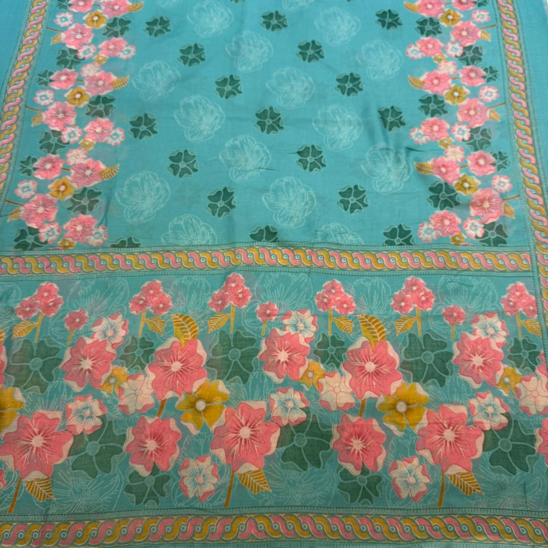 Elegent Modal Cotton Embroidered Unstitched Suit Set With Beautiful Floral Dupatta - PSC464-02