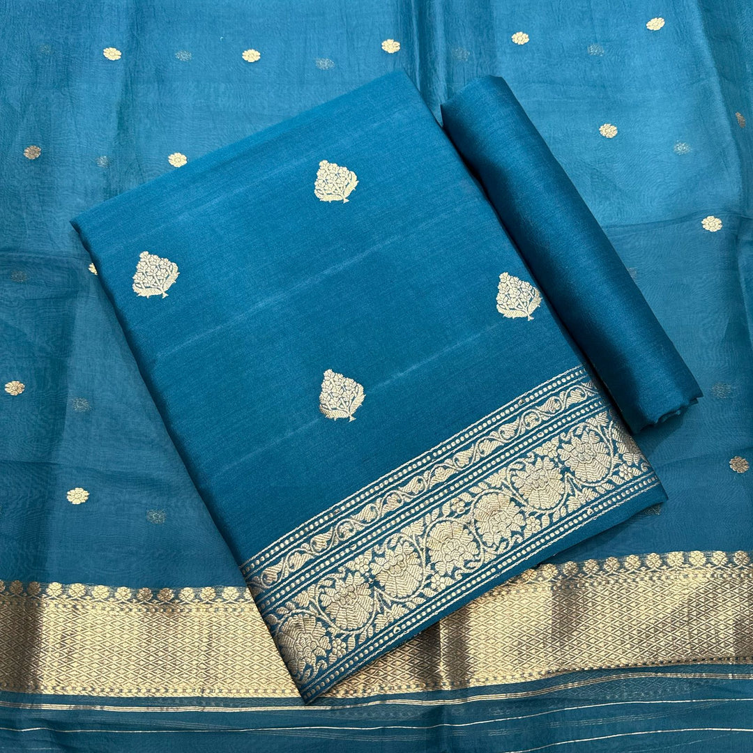 Premium Pure Banarasi Silk Unstitched Suit Set - GE4204-2