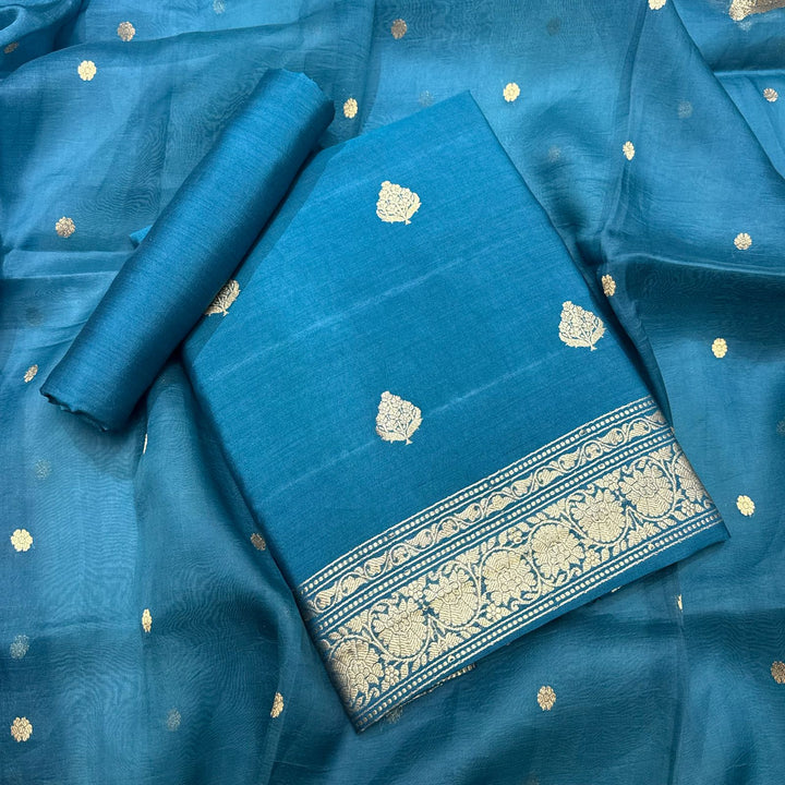 Premium Pure Banarasi Silk Unstitched Suit Set - GE4204-2