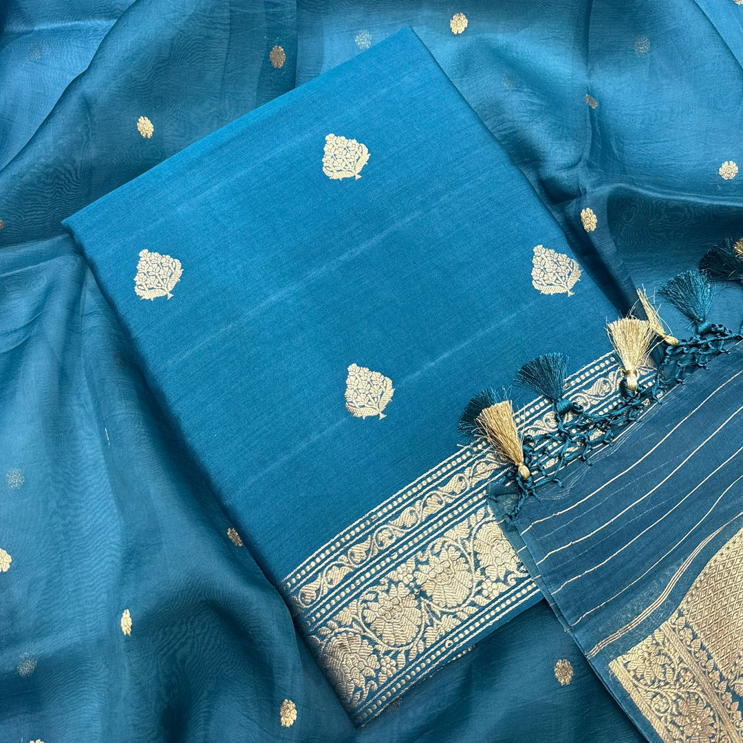 Premium Pure Banarasi Silk Unstitched Suit Set - GE4204-2