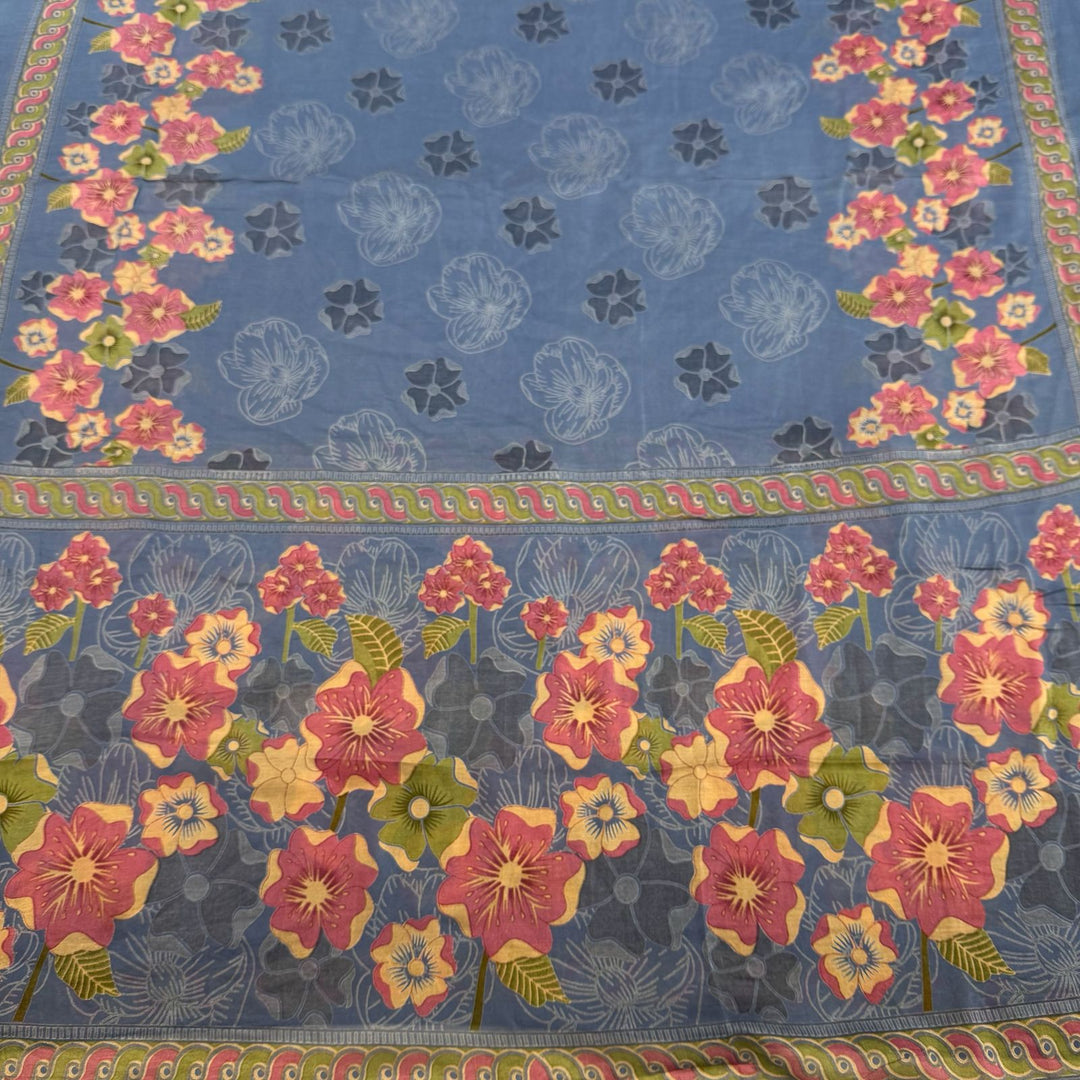 Elegent Modal Cotton Embroidered Unstitched Suit Set With Beautiful Floral Dupatta - PSC464-01