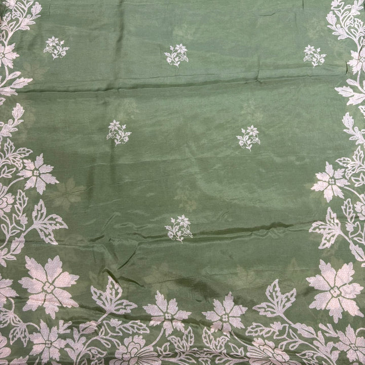 Elegant Floral Printed Modal Cotton Unstiched Suit Set With Stylish Neck Pattern - PSC801-D