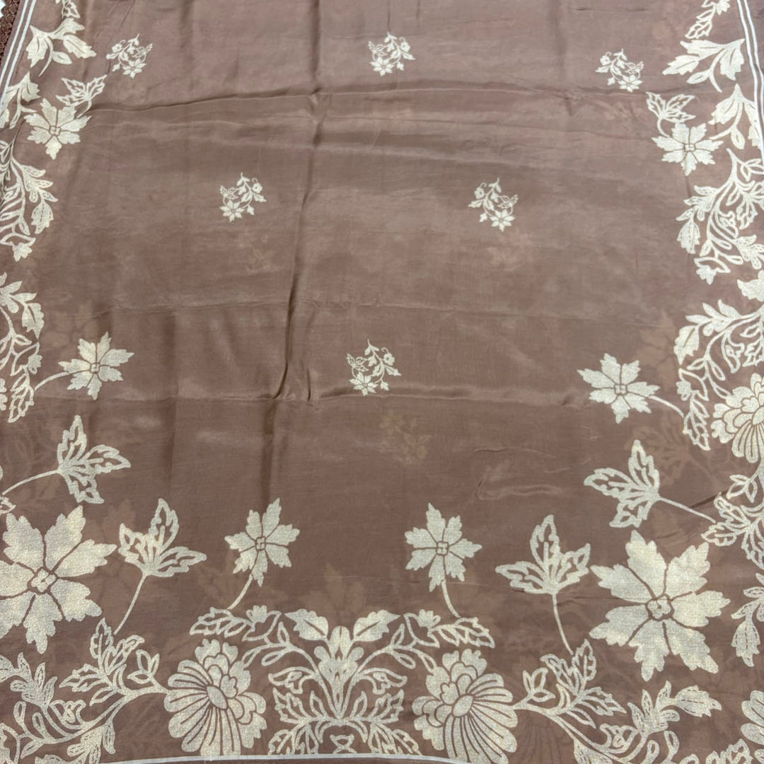 Elegant Floral Printed Modal Cotton Unstiched Suit Set With Stylish Neck Pattern - PSC801-B