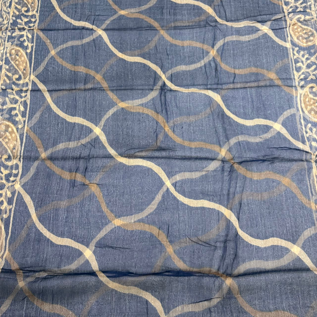 Pure Cotton Printed Unstitched Suit Set with Beautiful Aari & Mirror Work - PSC465-01