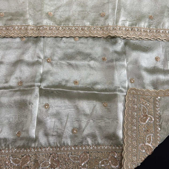 Premium Crush Tissue Cut Dana, Pearl & Thread Embroidery Unstitched Suit Set - R11396-01