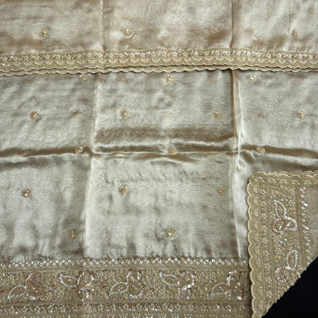 Premium Crush Tissue Cut Dana, Pearl & Thread Embroidery Unstitched Suit Set - R11396-02
