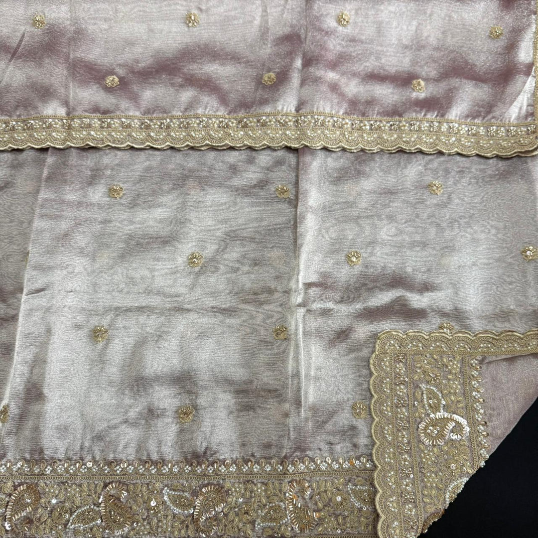 Premium Crush Tissue Cut Dana, Pearl & Thread Embroidery Unstitched Suit Set - R11396-03