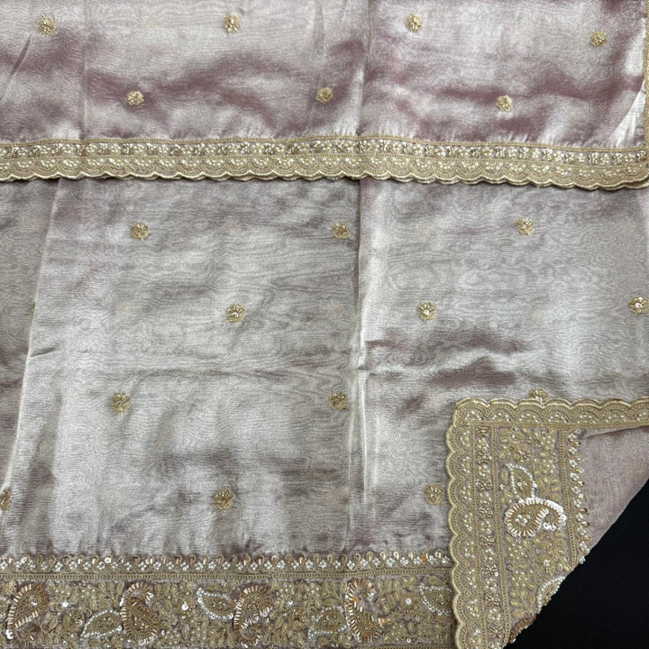 Premium Crush Tissue Cut Dana, Pearl & Thread Embroidery Unstitched Suit Set - R11396-03