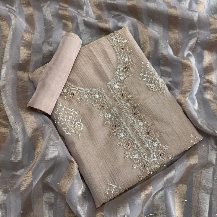 Elegant Crush Tissue Sequins & Cut Dana Work Unstitched Suit Set - R11320-2