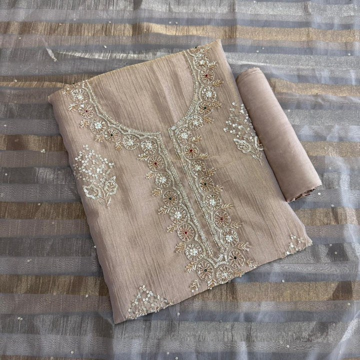 Elegant Crush Tissue Sequins & Cut Dana Work Unstitched Suit Set - R11320-2