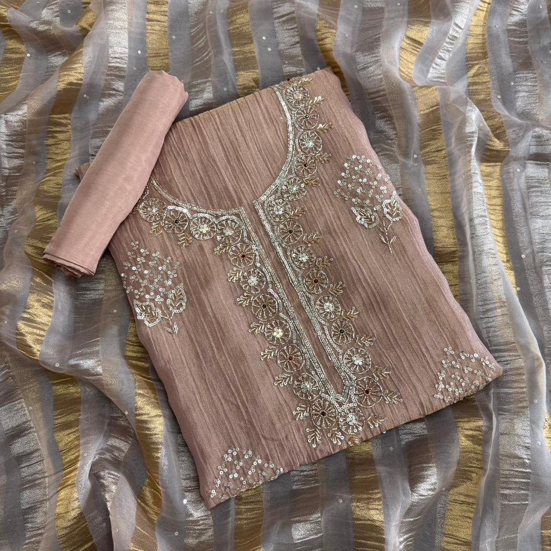 Elegant Crush Tissue Sequins & Cut Dana Work Unstitched Suit Set - R11320-3