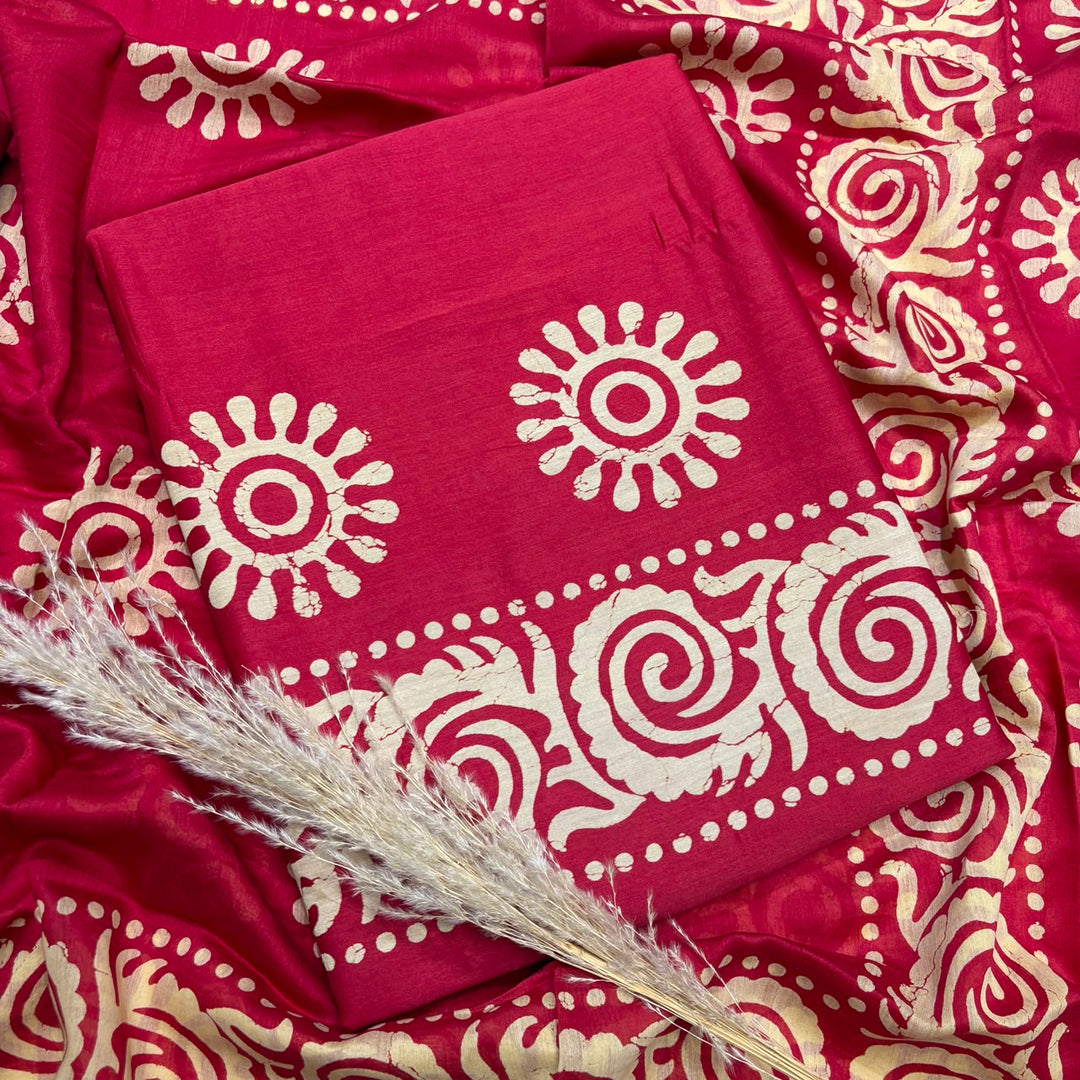 Maheshwari Cotton Ethnic Print Unstitched Suit Set - FM0117-02