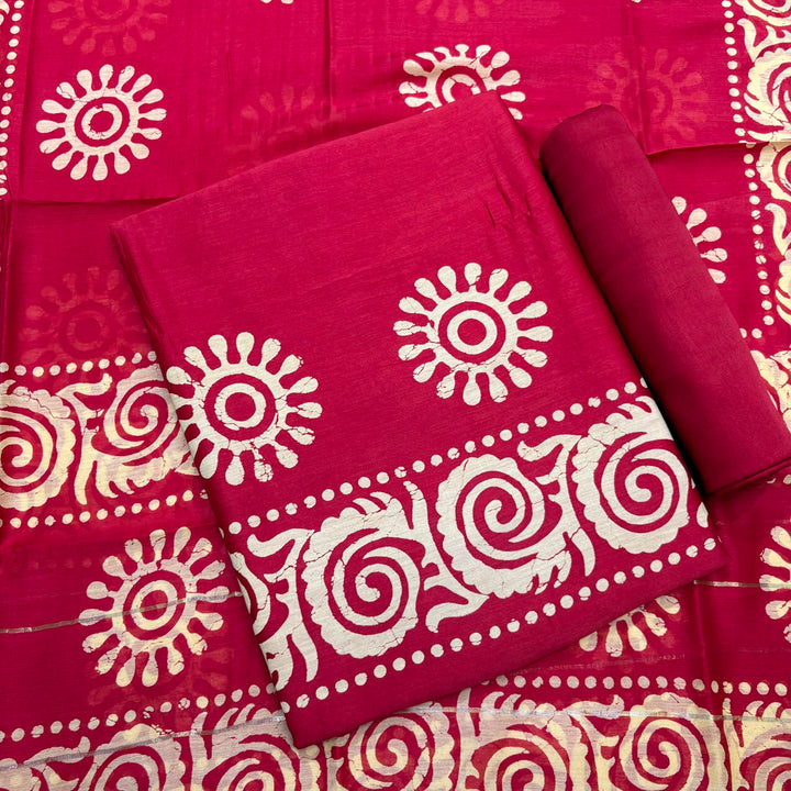 Maheshwari Cotton Ethnic Print Unstitched Suit Set - FM0117-02