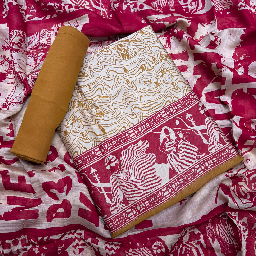 Maheshwari Cotton Ethnic Print Unstitched Suit Set - FM1129-02