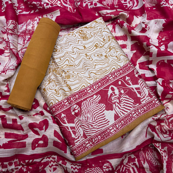 Maheshwari Cotton Ethnic Print Unstitched Suit Set - FM1129-02