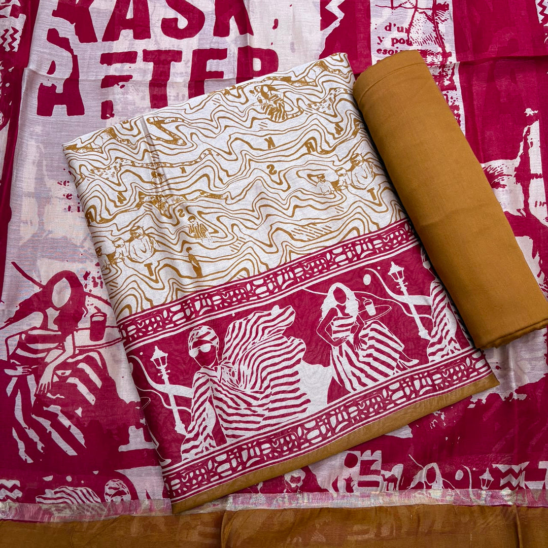 Maheshwari Cotton Ethnic Print Unstitched Suit Set - FM1129-02
