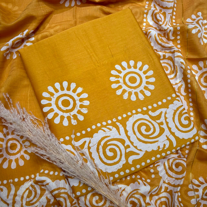 Maheshwari Cotton Ethnic Print Unstitched Suit Set - FM0117-01
