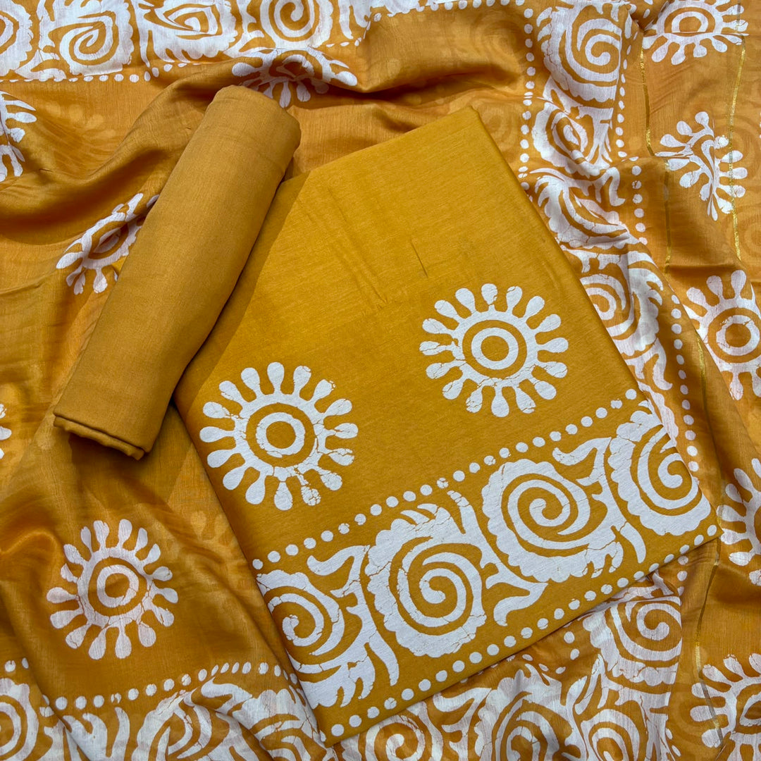 Maheshwari Cotton Ethnic Print Unstitched Suit Set - FM0117-01