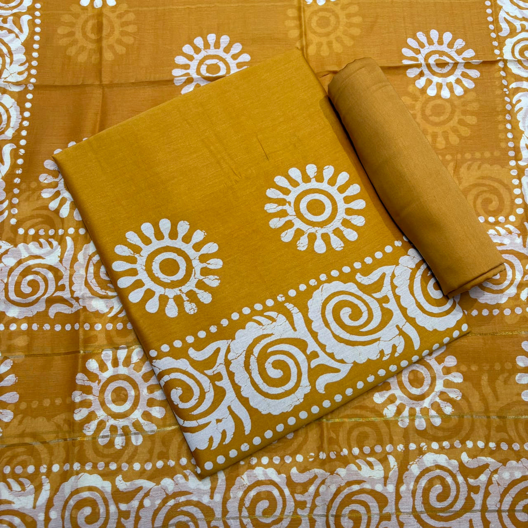 Maheshwari Cotton Ethnic Print Unstitched Suit Set - FM0117-01