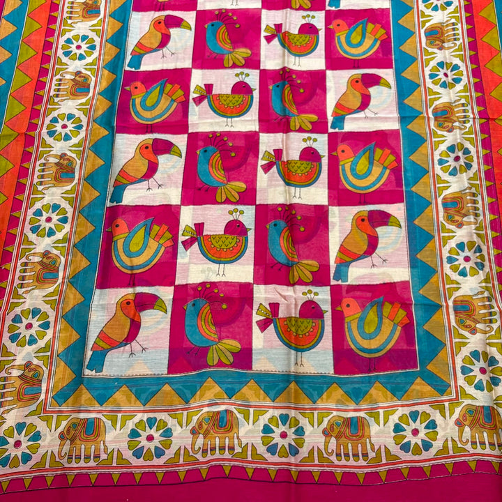 Elegant Maheshwari Cotton Printed Unstitched Suit Set - FM1204-02