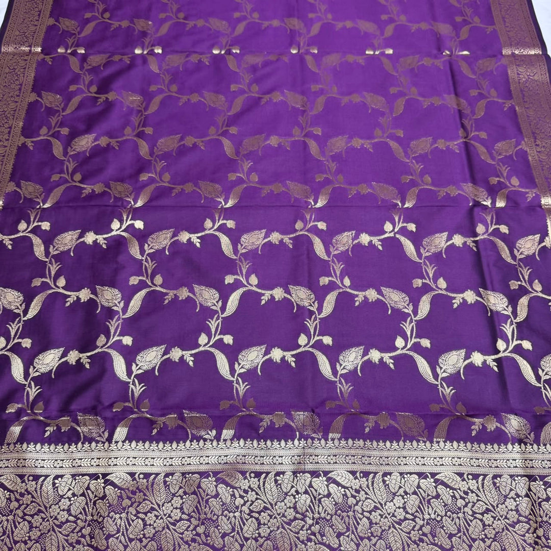 Premium Viscose Silk Banarasi Unstitched Suit Set Beautiful Zari Butti - GE5050-02